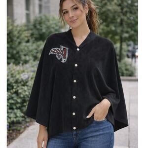 NEW NFL Atlanta Falcons Women’s Black Cape Poncho Button Front ONE SIZE
